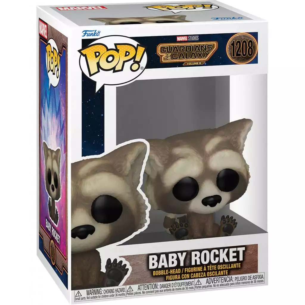 FUNKO Marvel - Guardians Of The Galaxy : Volume 3 - Bobble-head Pop! N°1208 - Baby Rocket 2 FUNKO Marvel - Guardians Of The Galaxy : Volume 3 - Bobble-head Pop! N°1208 - Baby Rocket – Image 2