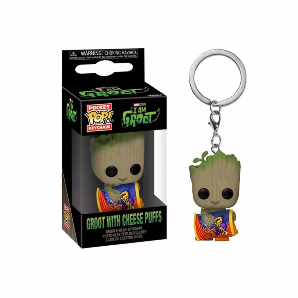 FUNKO Marvel - I Am Groot - Pocket Pop Keychain - Groot With Cheese Puffs 2 FUNKO Marvel - I Am Groot - Pocket Pop Keychain - Groot With Cheese Puffs – Image 2