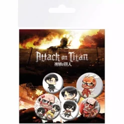 ABYstyle Attack On Titan - Pack De 5 Badges - Personnages Chibi