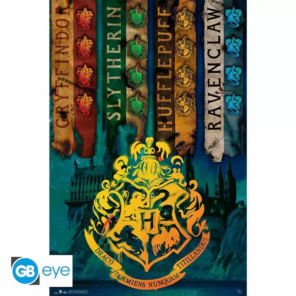 Gb Eye Harry Potter - Poster 61x91.5 - Drapeaux Des Maisons 1 Gb Eye Harry Potter - Poster 61x91.5 - Drapeaux Des Maisons